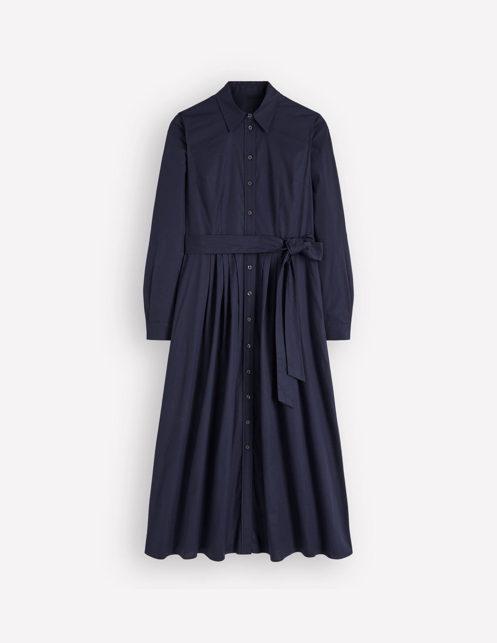 Alexa Cotton Midi Shirt Dress-Navy