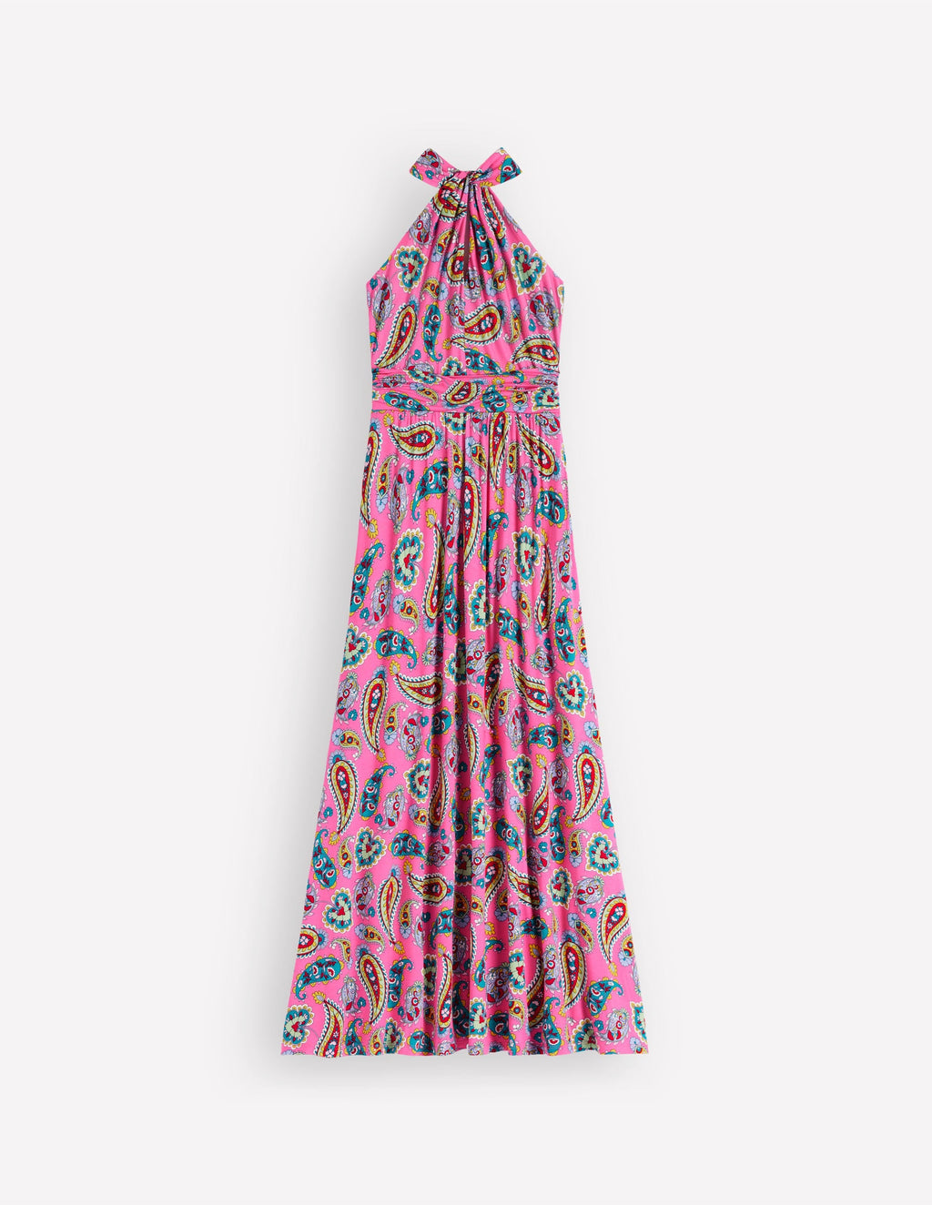Sydney Twist Neck Jersey Dress-Pink Paisley
