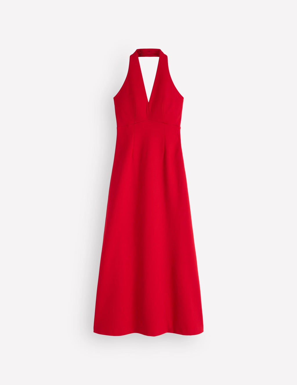 Halter Neck Jersey Maxi Dress-Red