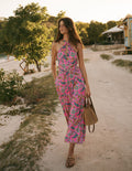 Sydney Twist Neck Jersey Dress-Pink Paisley